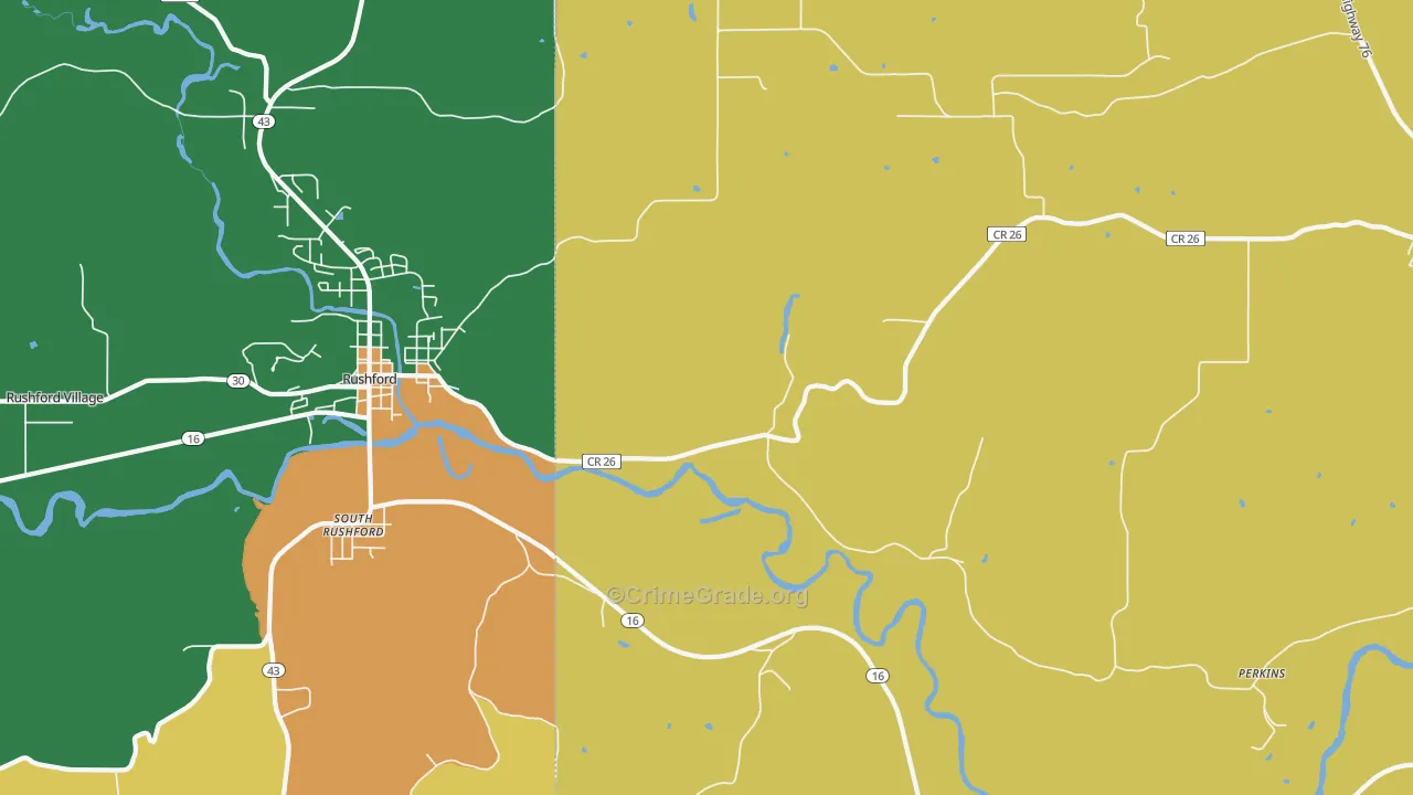 South Rushford, MN Map of Burglary Rates