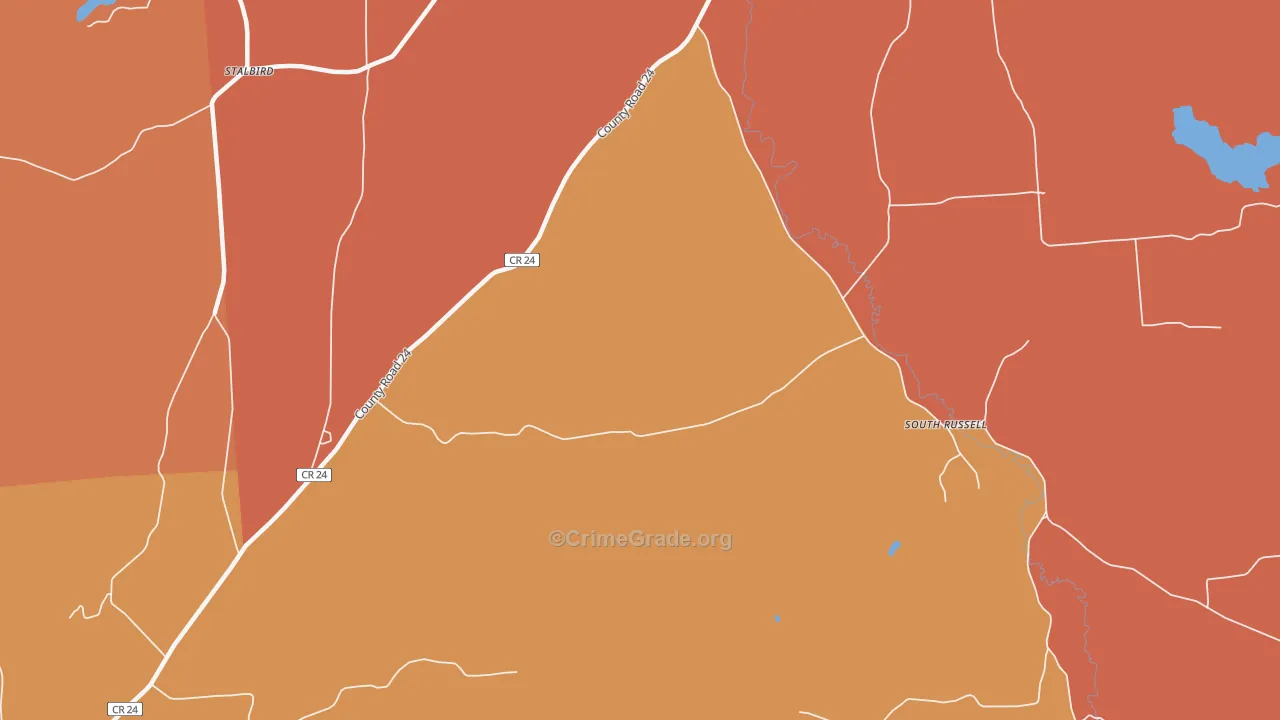South Russell, NY Map of Burglary Rates