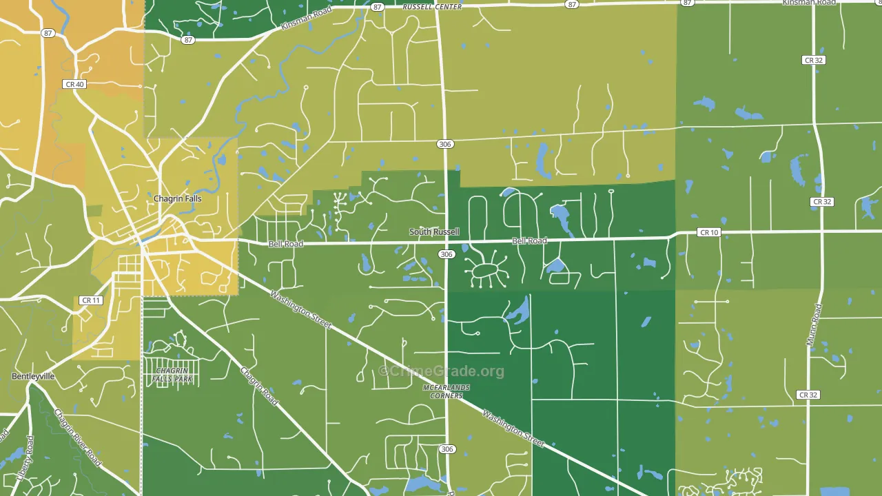 South Russell, OH Map of Burglary Rates
