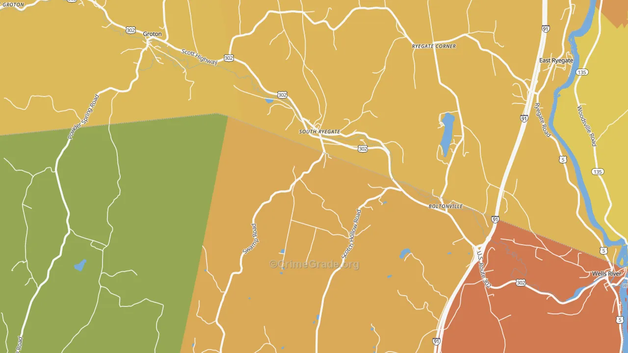 South Ryegate, VT Map of Burglary Rates