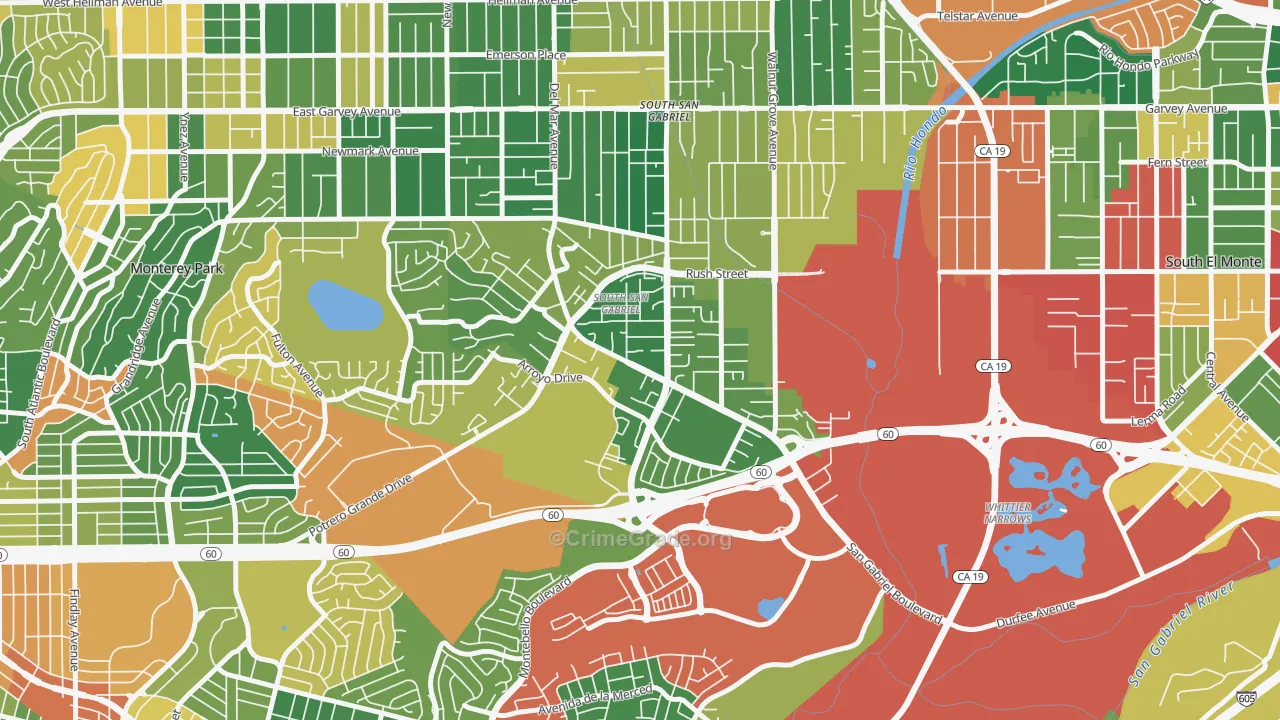 South San Gabriel, Rosemead, CA Map of Burglary Rates