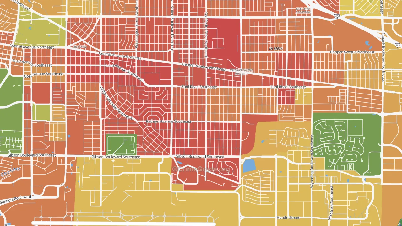 South San Pedro, Albuquerque, NM Map of Burglary Rates