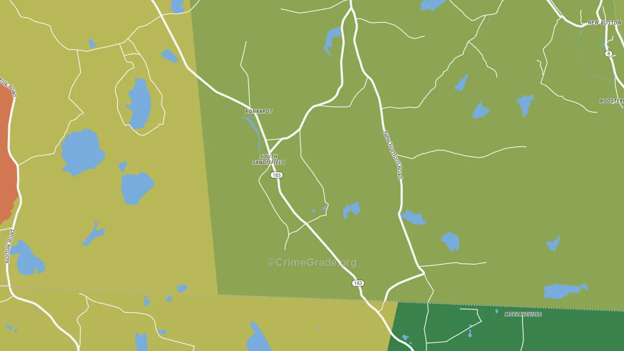 South Sandisfield, MA Map of Burglary Rates