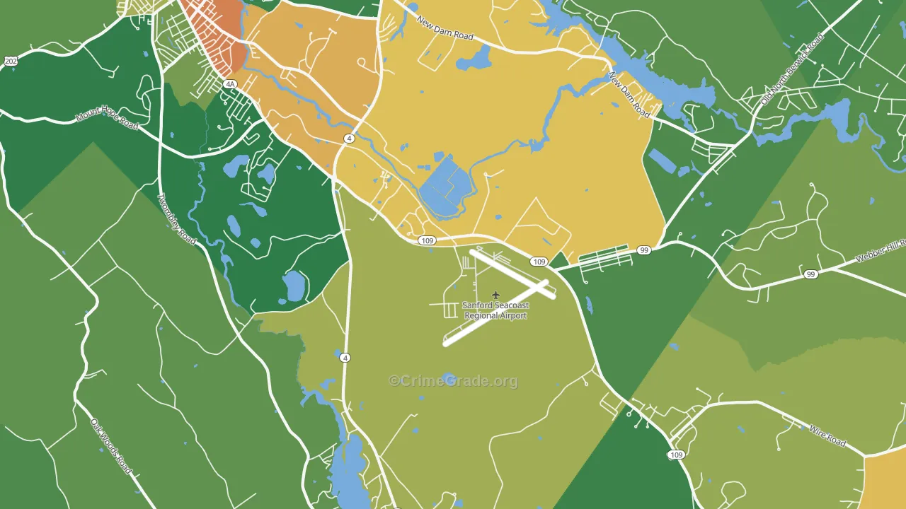 South Sanford, ME Map of Burglary Rates