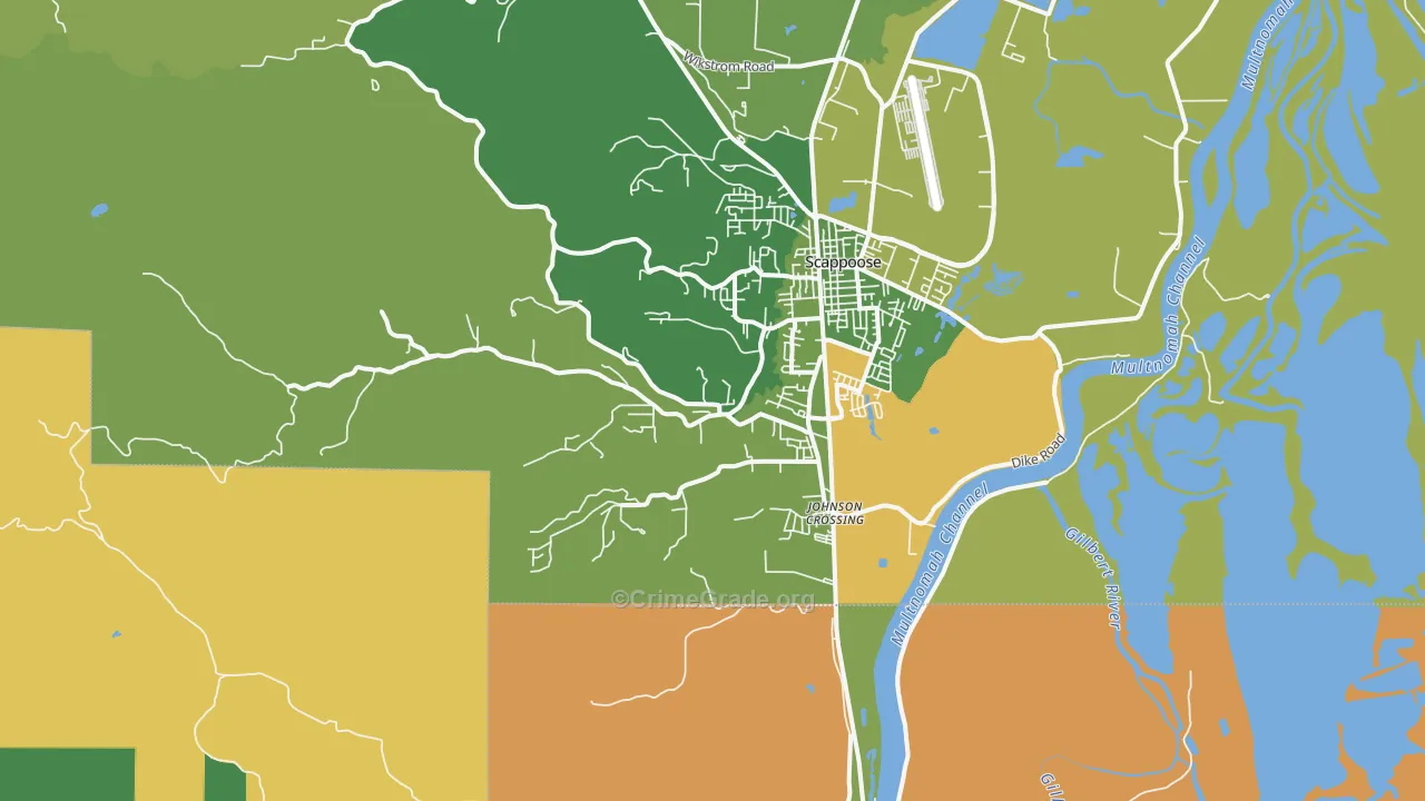 South Scappoose, OR Map of Burglary Rates