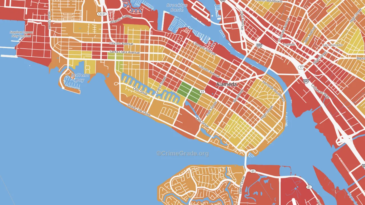 South Shore, Alameda, CA Map of Burglary Rates
