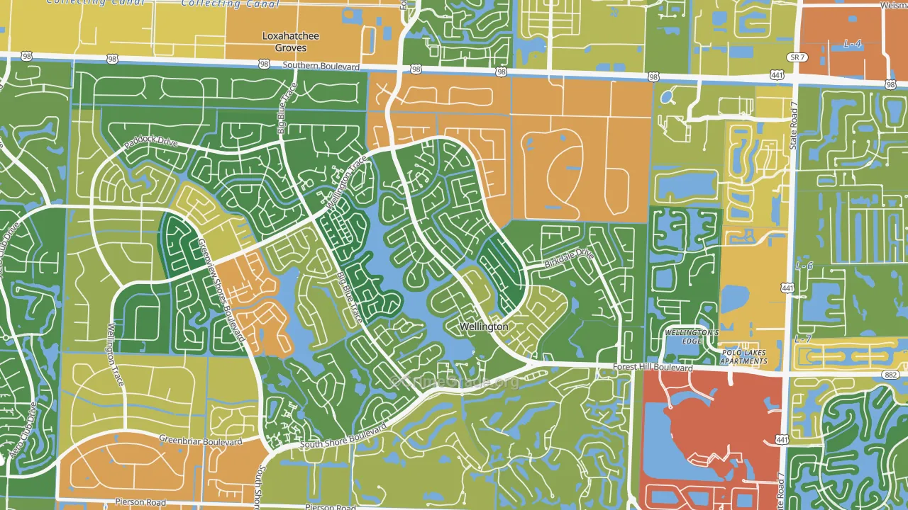 South Shore of Wellington, Wellington, FL Map of Burglary Rates