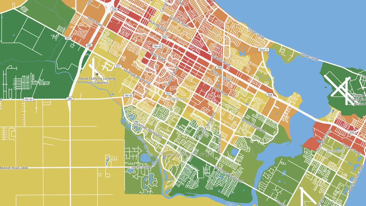 South Side, Corpus Christi, TX Map of Burglary Rates