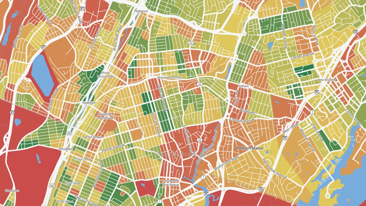 South Side, Mount Vernon, NY Map of Burglary Rates