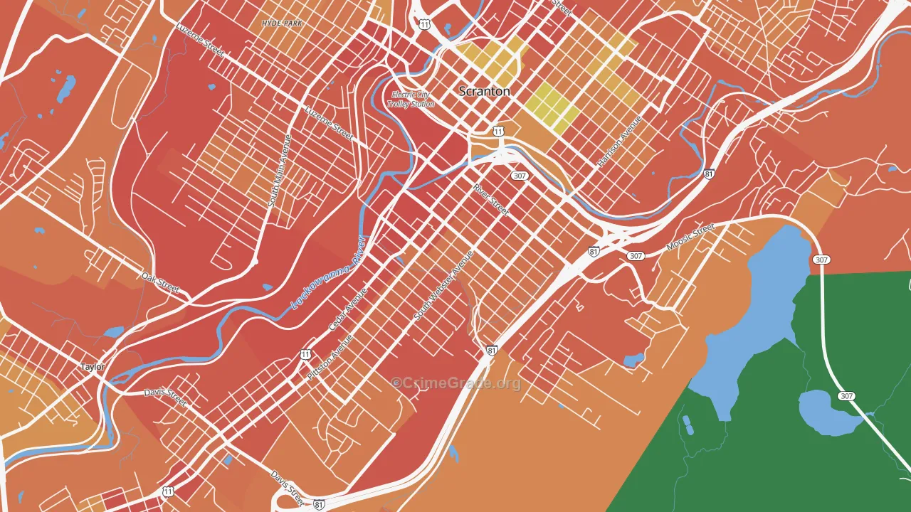 South Side, Scranton, PA Map of Burglary Rates