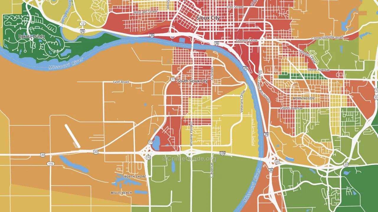 South Sioux City, NE Map of Burglary Rates