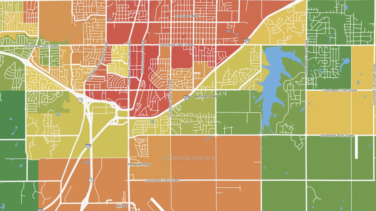 South Southeast 3, Topeka, KS Map of Burglary Rates