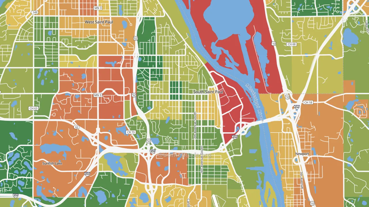 South St. Paul, MN Map of Burglary Rates