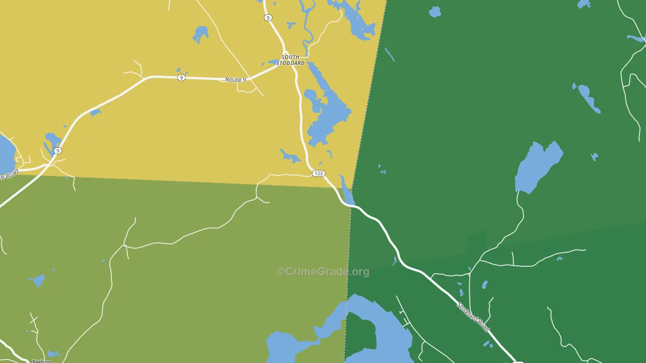 South Stoddard, NH Map of Burglary Rates