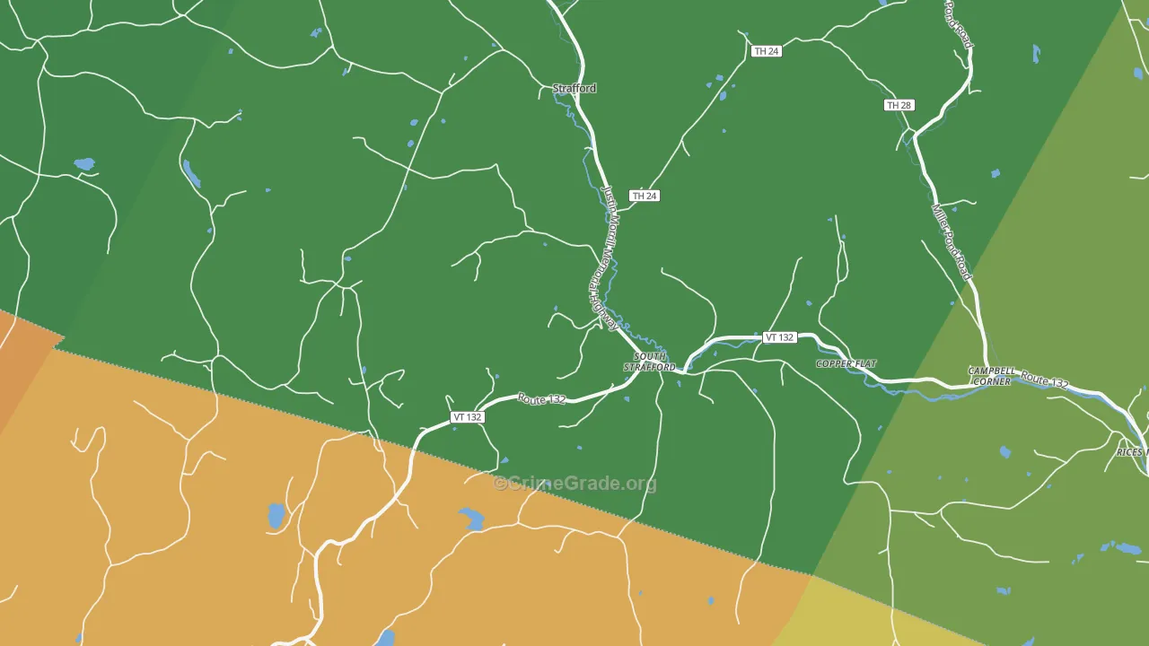 South Strafford, VT Map of Burglary Rates