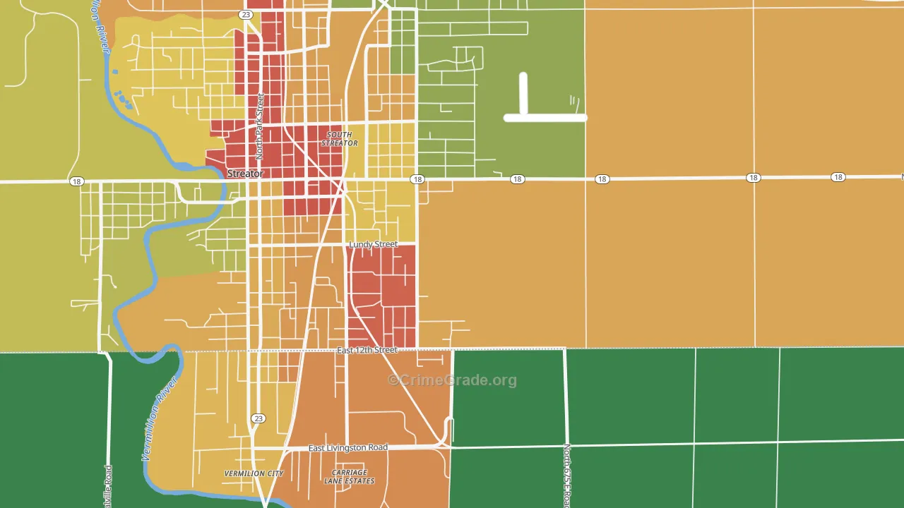South Streator, IL Map of Burglary Rates