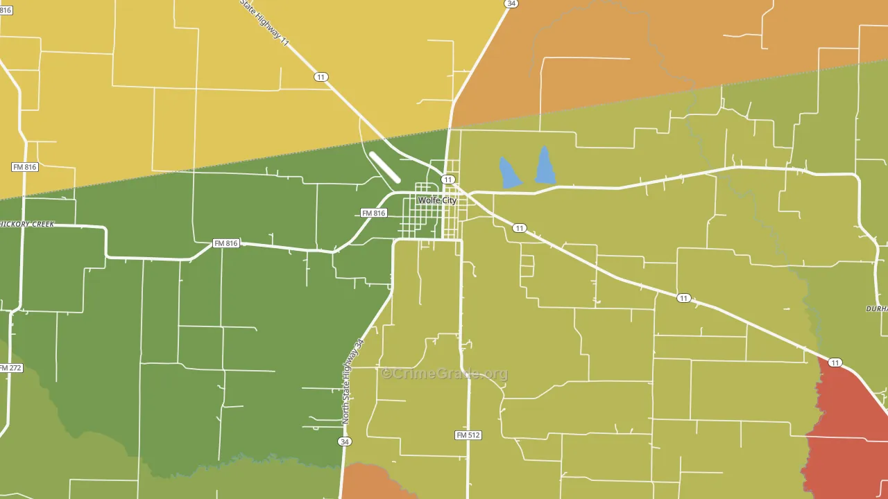 South Sulphur, TX Map of Burglary Rates