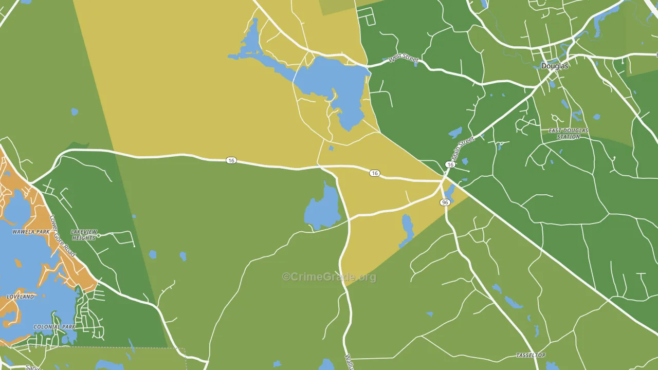 South Sutton, MA Map of Burglary Rates