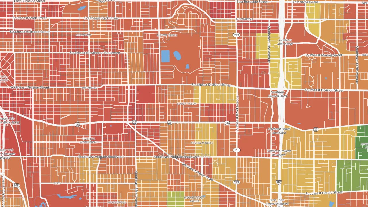 South Tabor, Portland, OR Map of Burglary Rates