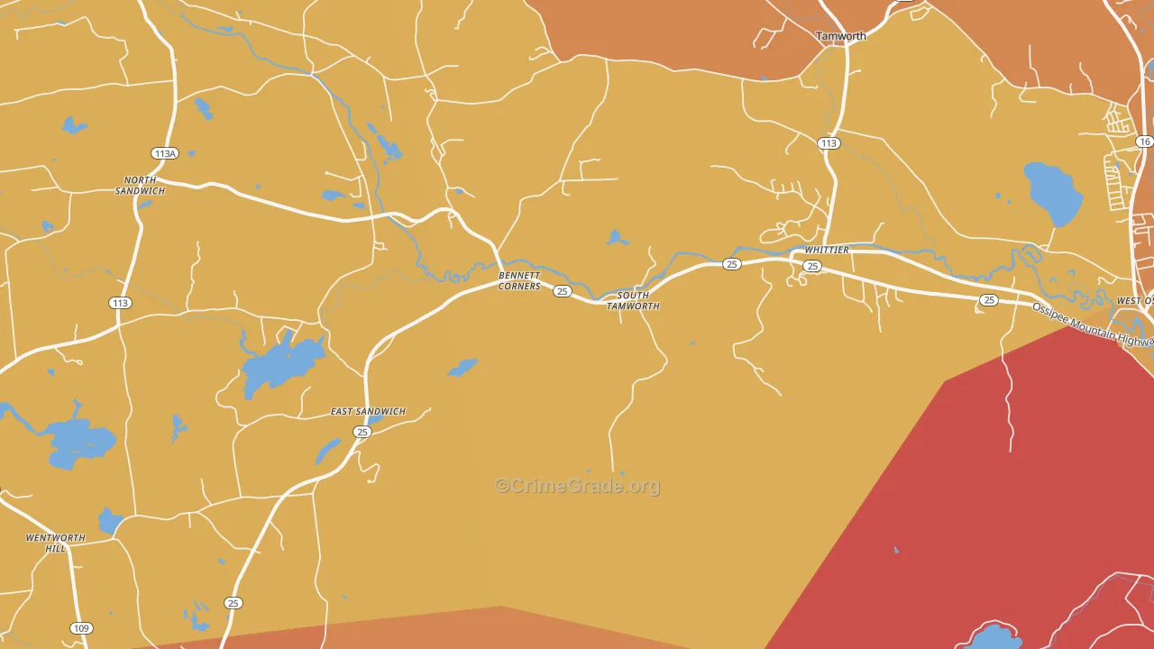 South Tamworth, NH Map of Burglary Rates