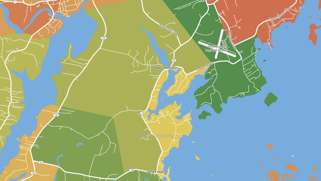 South Thomaston, ME Map of Burglary Rates