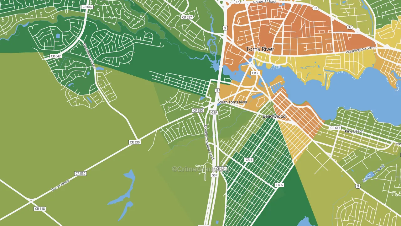 South Toms River, NJ Map of Burglary Rates