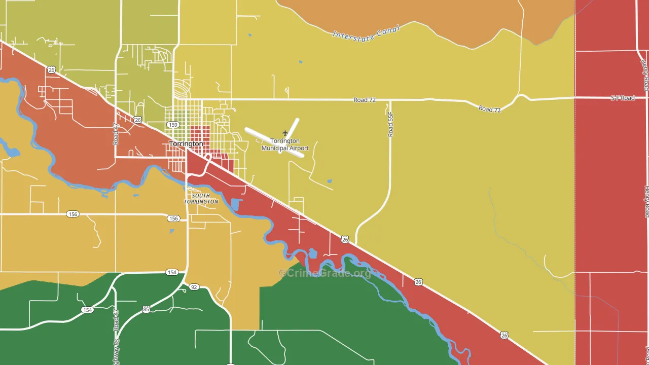 South Torrington, WY Map of Burglary Rates