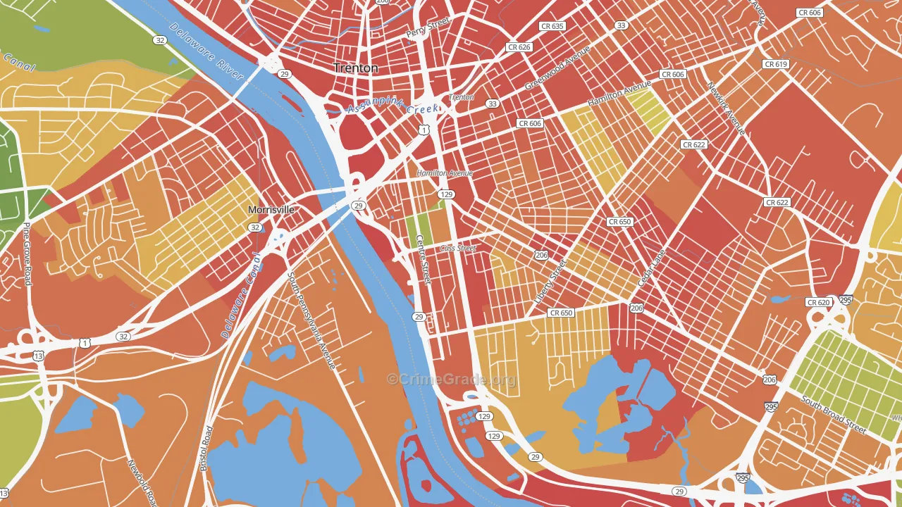 South Trenton, Trenton, NJ Map of Burglary Rates