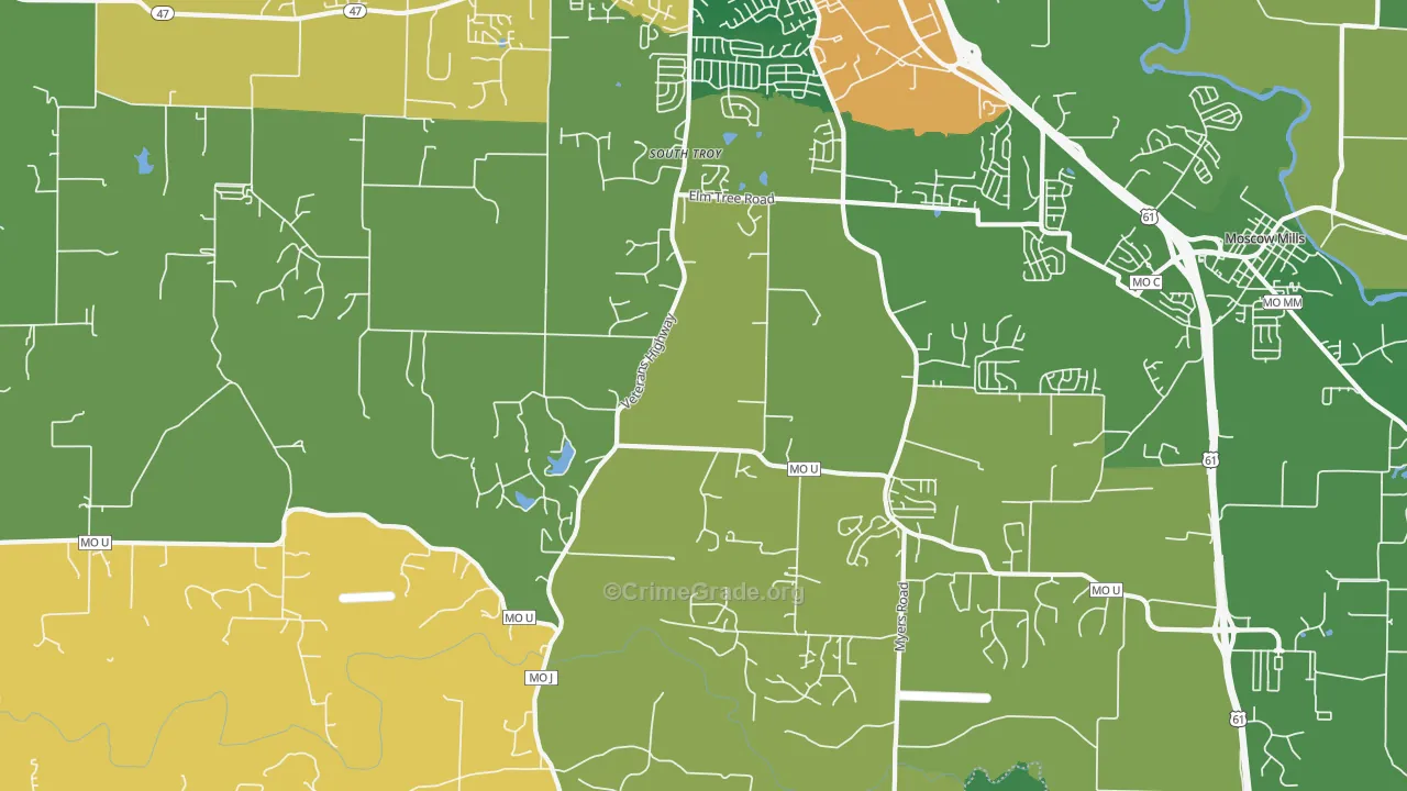 South Troy, MO Map of Burglary Rates