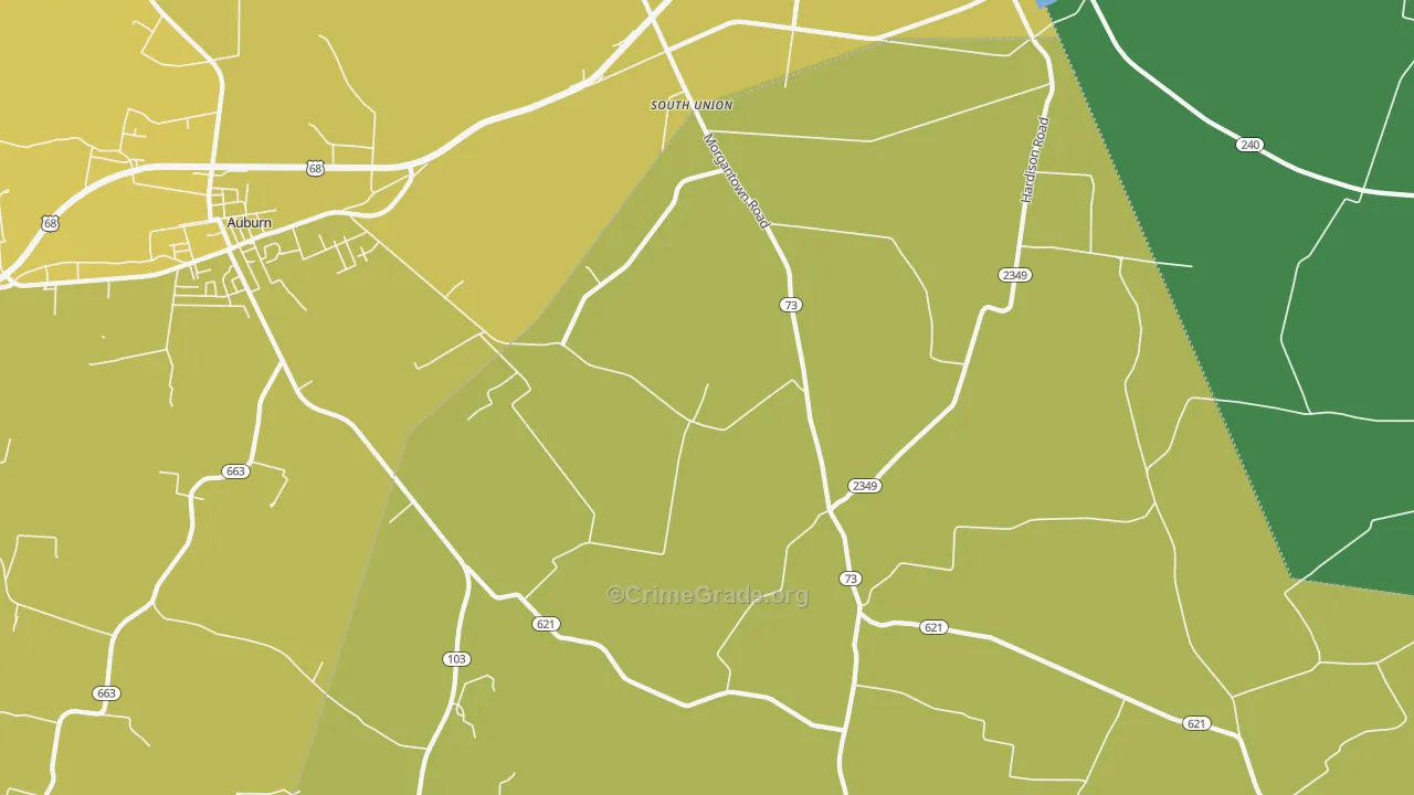 South Union, KY Map of Burglary Rates