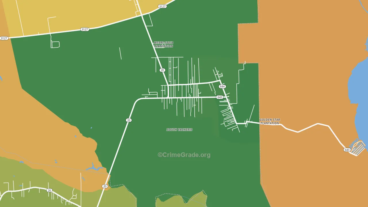 South Vacherie, LA Map of Burglary Rates