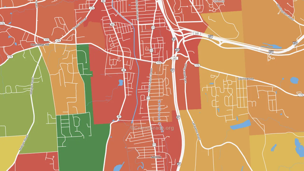 South Valley, Syracuse, NY Map of Burglary Rates