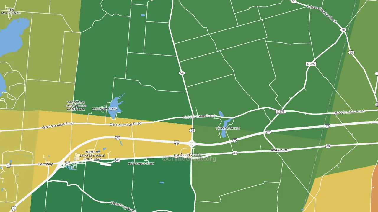 South Vienna, OH Map of Burglary Rates