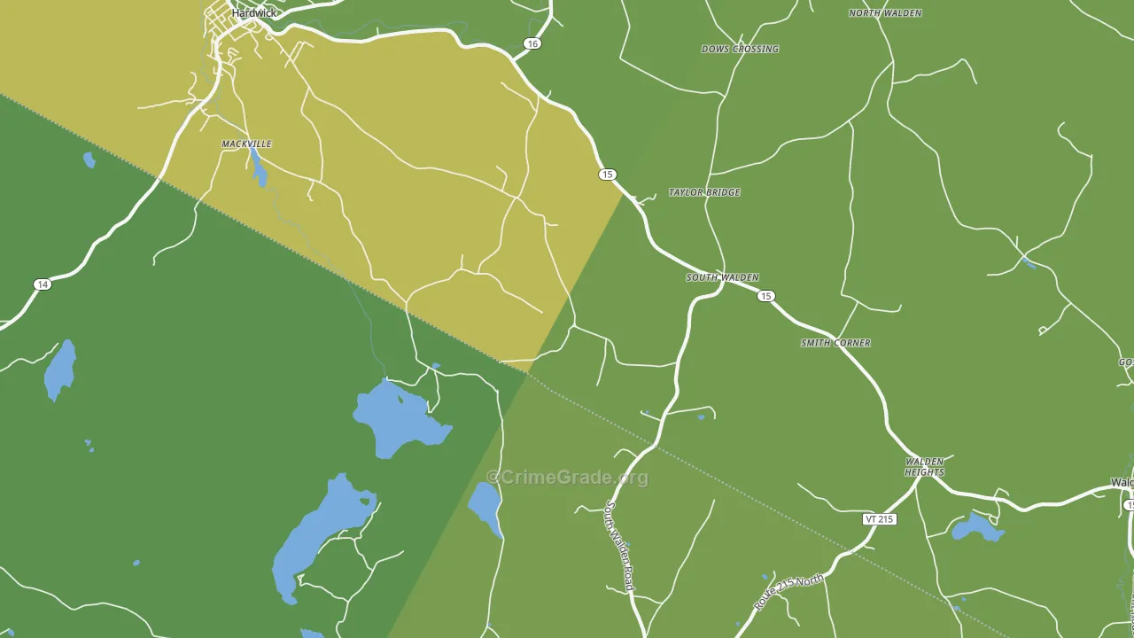 South Walden, VT Map of Burglary Rates