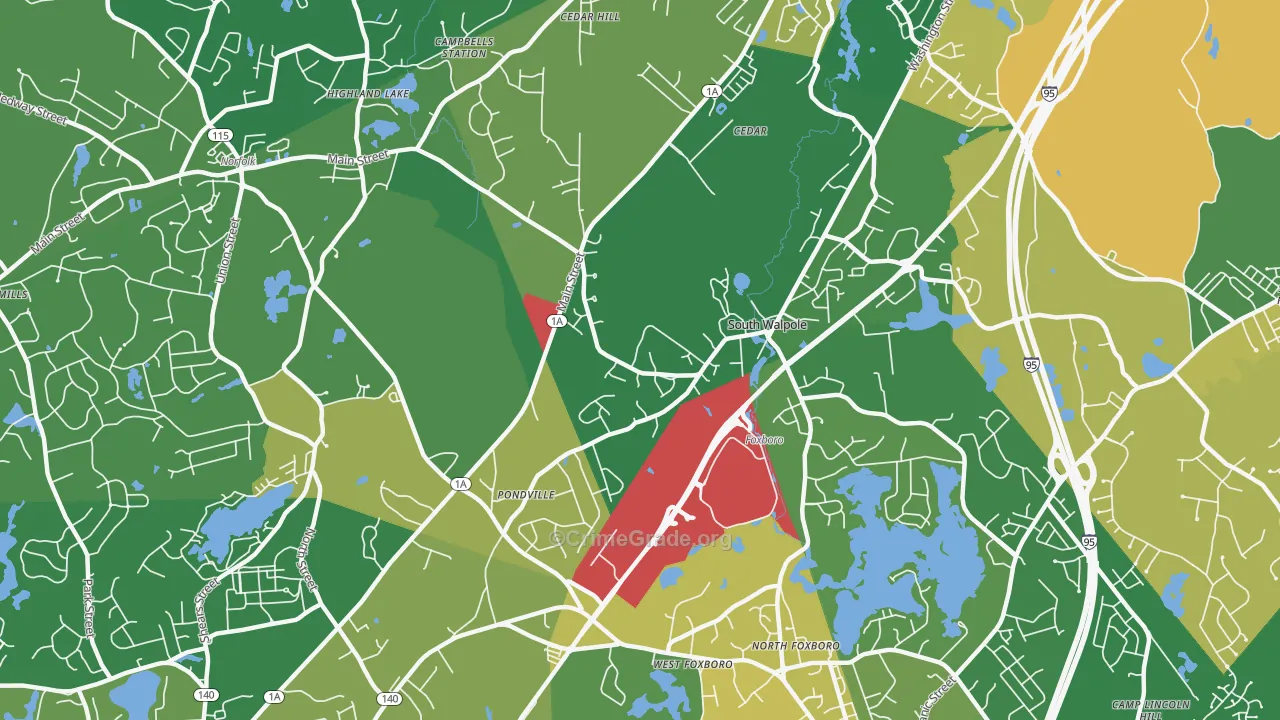 South Walpole, MA Map of Burglary Rates