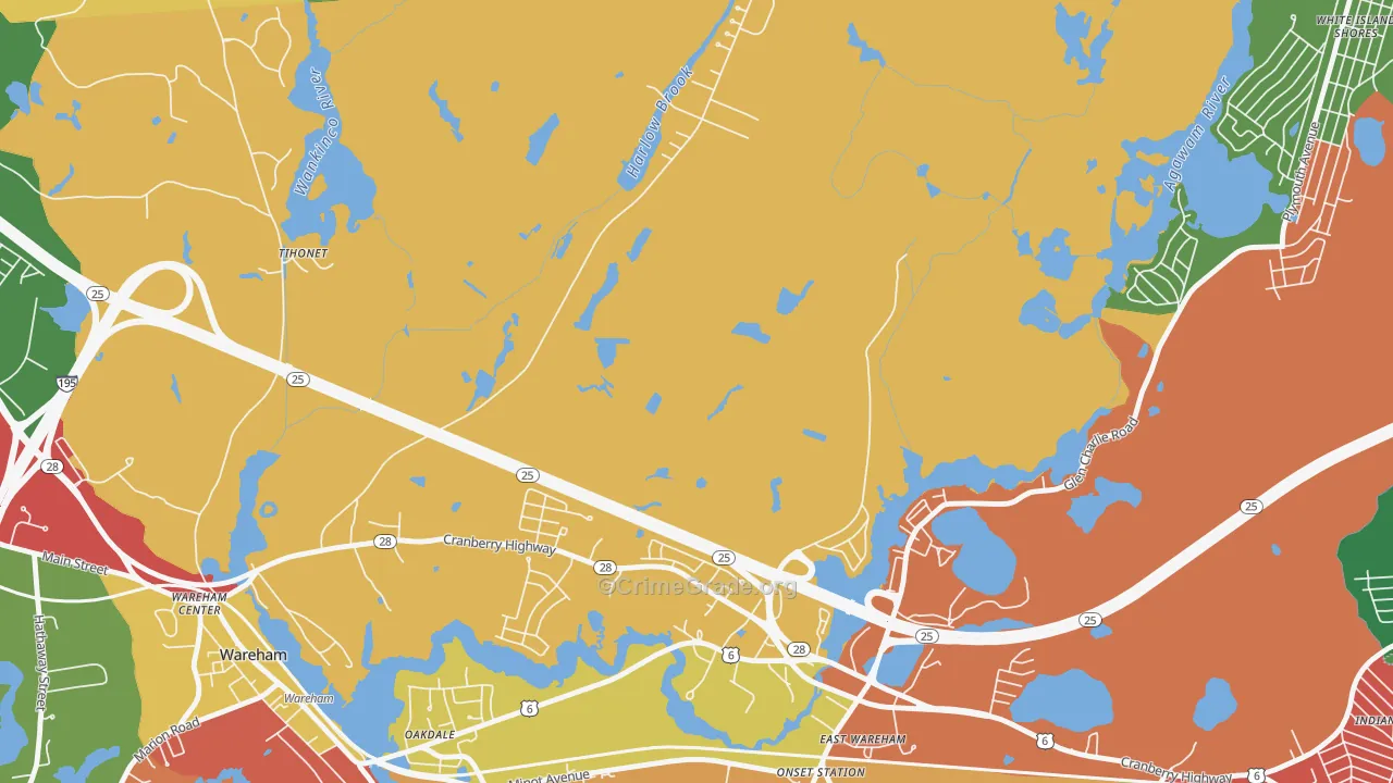South Wareham, MA Map of Burglary Rates