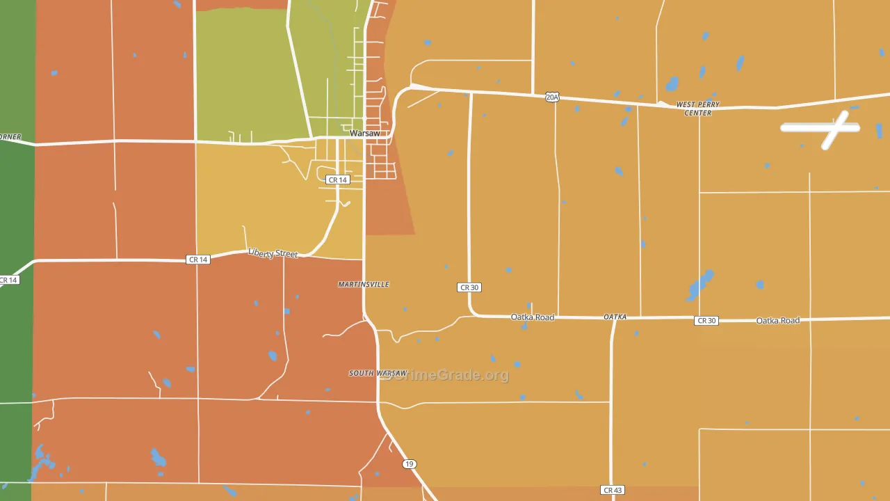 South Warsaw, NY Map of Burglary Rates