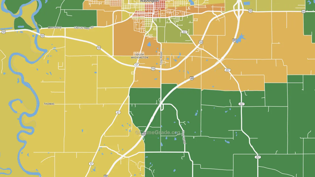 South Washington, IN Map of Burglary Rates