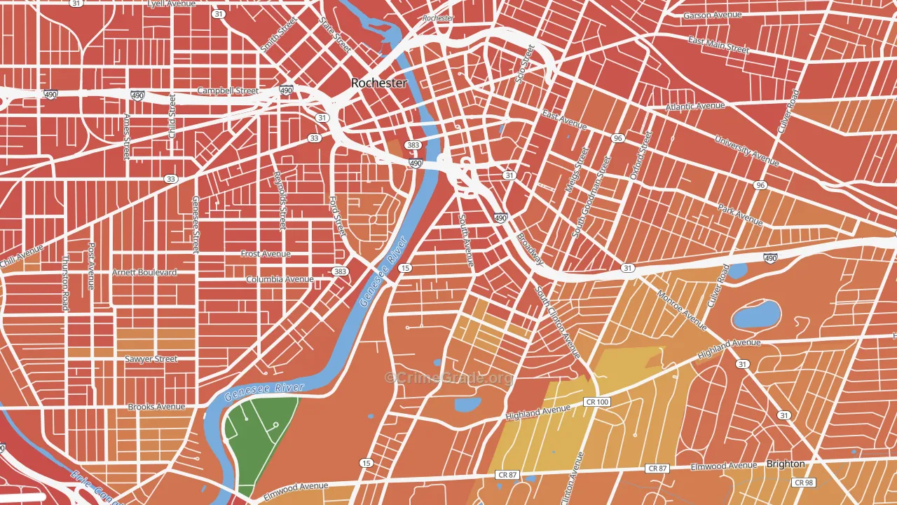 South Wedge, Rochester, NY Map of Burglary Rates