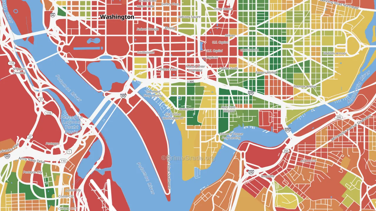 South West, Washington, DC Map of Burglary Rates