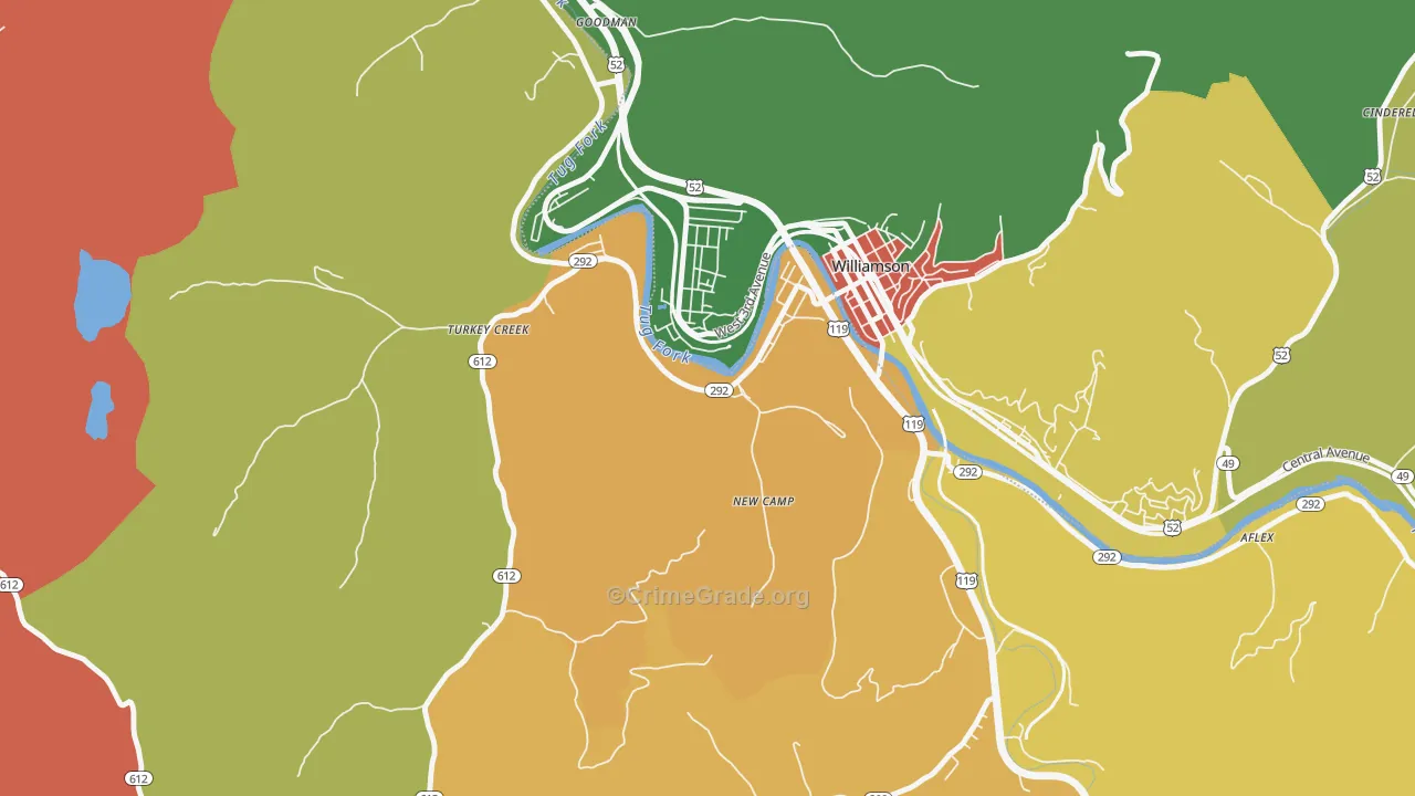 South Williamson, KY Map of Burglary Rates