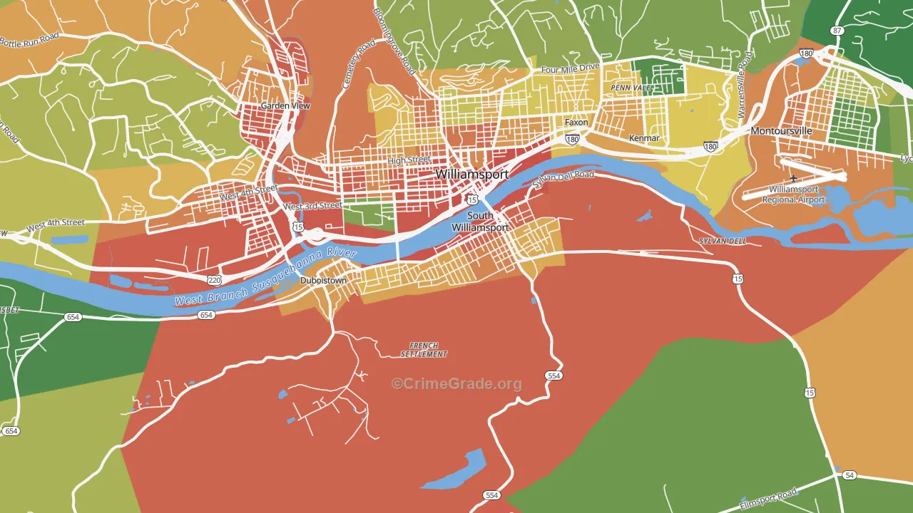 South Williamsport, PA Map of Burglary Rates