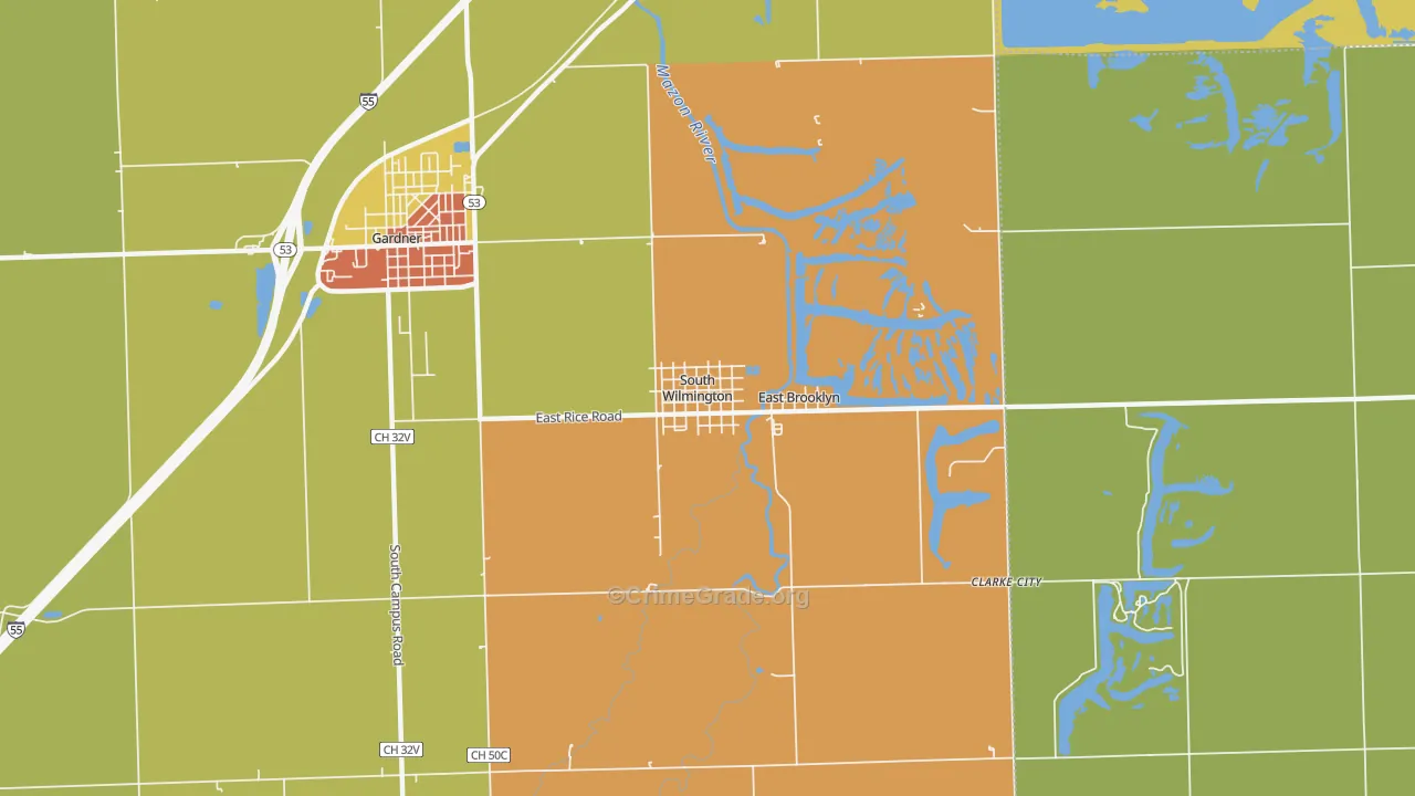 South Wilmington, IL Map of Burglary Rates