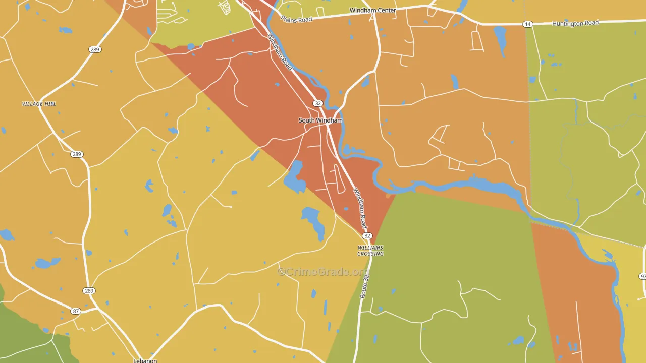 South Windham, CT Map of Burglary Rates