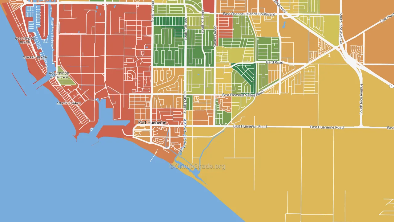 South Winds, Oxnard, CA Map of Burglary Rates