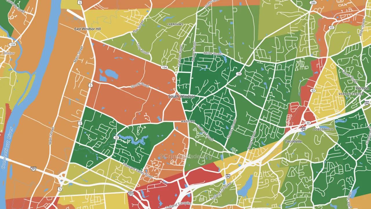 South Windsor, CT Map of Burglary Rates