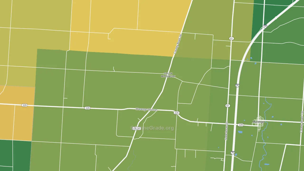 South Woodbury, OH Map of Burglary Rates