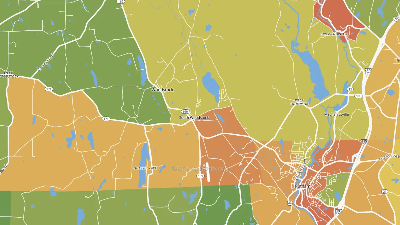 South Woodstock, CT Map of Burglary Rates