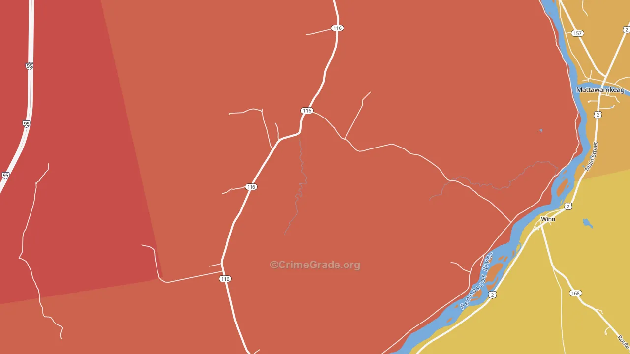 South Woodville, ME Map of Burglary Rates