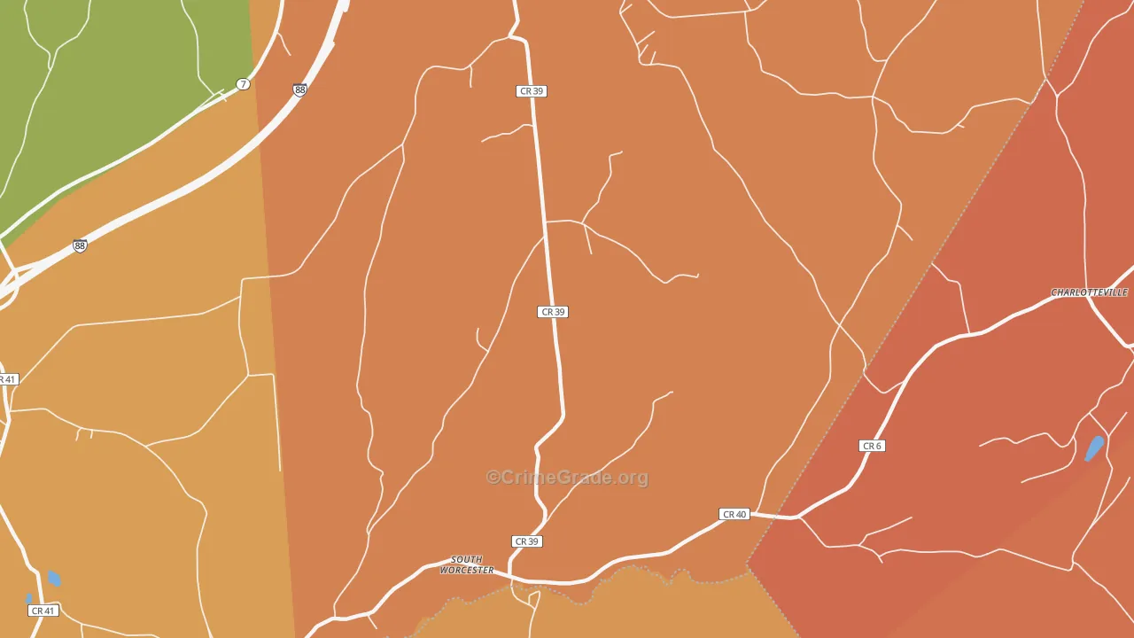 South Worcester, NY Map of Burglary Rates